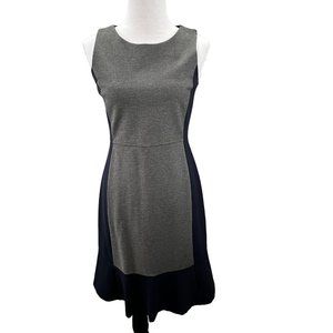 J Crew Sleeveless Knit Dress Navy Gray Colorblock size 6 Women A4162